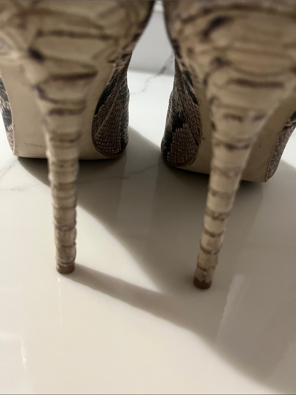 Steve Madden Cream Snake-Print Pointed Toe Ankle Boots - Picture 4 of 7